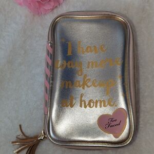 Too Faced Metalic Silver Gold Pink Makeup Bag Limited Edition Travel Rare Gift